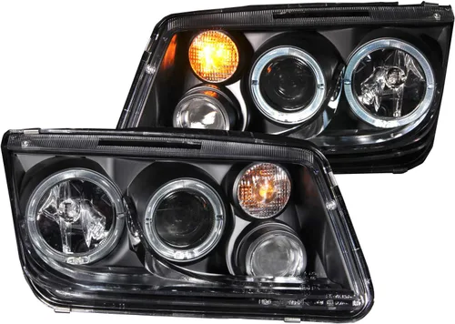 AnzoUSA 121369 Faro delantero de proyector halógeno negro/transparente para Volkswagen Jetta