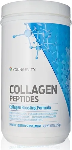 Youngevity Polvo de péptidos multicolágeno con polvo fúlvico - Colágeno hidrolizado de membrana de cáscara de huevo, alimentado con pasto, marino,