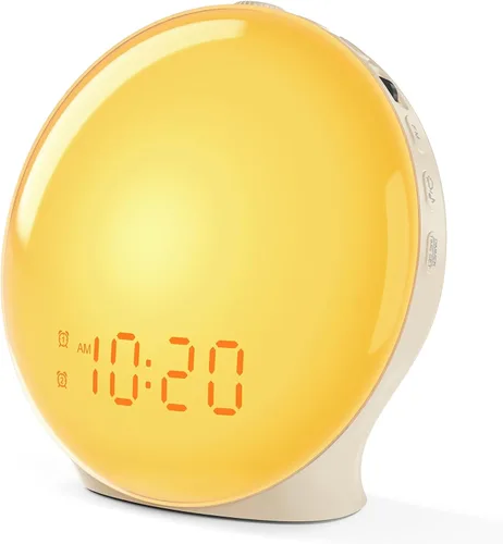 JALL Full-Screen Wake Up Light Sunrise Alarm Clocks for Bedrooms, White Noise Machine for Heavy Sleepers & Kids, 25 Natural Sounds, Dual Alarms, FM