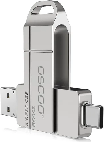 Miniatura 9 de Unidad flash SSD de 128 GB, hasta 550 MB/s–USB 3.2 Gen1 Thumb Drive, puertos USB-C y USB-A duales, compatible con iPhone 15/16/17, teléfonos