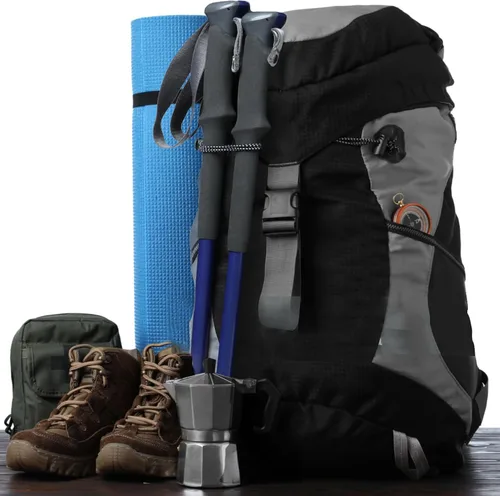 Miniatura 4 de 2 soportes para bastón de escalada, mochila de senderismo, correas elásticas, cordón elástico ajustable, hebilla de fijación para esquí, caminar