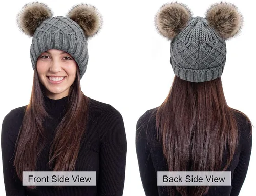 Miniatura 6 de Arctic Paw Womens Winter Hat Cable Knit Beanie for Women Faux Fur Pompom Ears