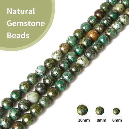 Miniatura 4 de 60 piezas de cuentas de turquesa africana natural de 6 mm, cuentas de gema redondas sueltas para hacer joyas