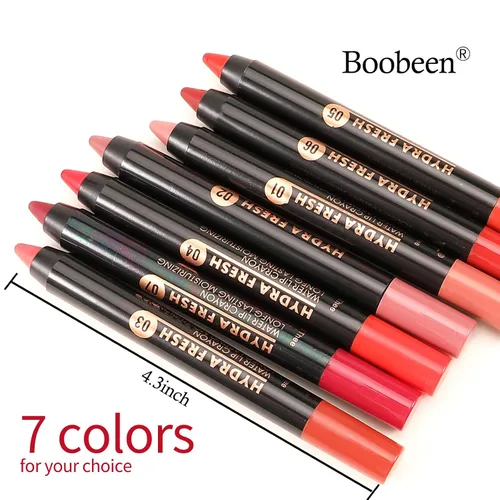 Miniatura 5 de Boobeen Lápiz labial mate de lápiz labial cremoso aterciopelado, cobertura completa, alto pigmento, impermeable, de larga duración, para mujeres
