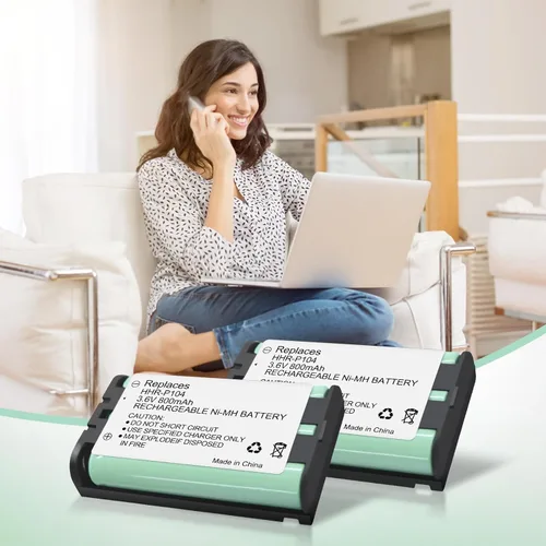 Miniatura 6 de Paquete de 2 baterías recargables HHR-P104 3.6V 800mAh NI-MH para baterías de repuesto de teléfono inalámbrico para Panasonic