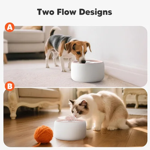 Miniatura 3 de WOPET Fuente de agua inalámbrica para gatos, dispensador automático de agua de cerámica para gatos, fuente de agua inalámbrica para perros