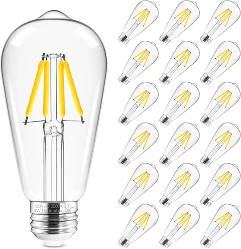 Miniatura 12 de Hizashi - Bombillas LED Edison de estilo vintage regulables, 4W equivalente a 40W, 5000K luz diurna, bombillas LED con base E26, 450LM, alta
