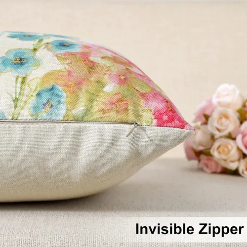 Miniatura 5 de Artscope Juego de 4 fundas de almohada impermeables de 18 x 18 pulgadas, fundas de cojín decorativas con patrón de pájaros y mariposas coloridas