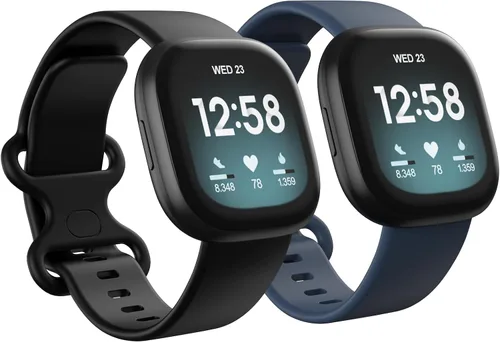 Miniatura 10 de Paquete de 2 bandas impermeables compatibles con Fitbit Versa 3/Fitbit Versa 4/Fitbit Sense/Sense 2, pulseras deportivas clásicas de repuesto suaves
