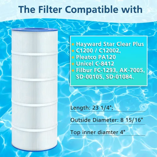 Miniatura 2 de Paquete de 2 filtros de repuesto PA120 para piscina compatibles con Hayward C1200, CX1200RE, Unicel C-8412, Filbur FC-1293, Clearwater II 125