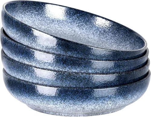 Miniatura 9 de S&Q'S CERAMICS Grandes Cuencos de Pasta, Juego de 4 Cuencos Grandes para Ensalada de 65 onzas, Platos de Cerámica Anchos y Poco Profundos de 10
