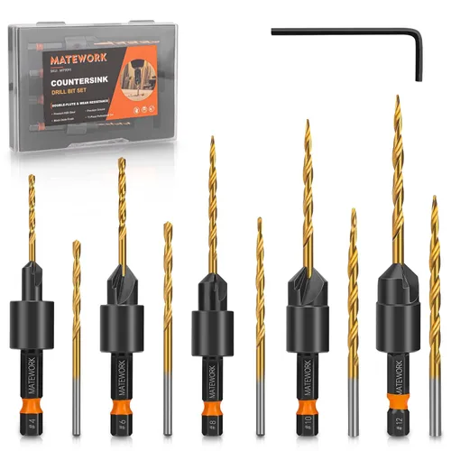 Miniatura 9 de Juego de brocas avellanadas, brocas avellanadas M35 Cobalto HSS de 6 piezas de 1/4 pulgada con vástago hexagonal de cambio rápido para metal