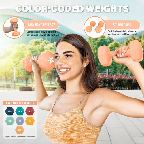 Miniatura 5 de Yes4All Mancuernas Hexagonales de Vinilo - Juego de 2 Mancuernas para Gimnasio en Casa y Entrenamiento de Fuerza (Opciones de Peso de 2-15 libras)