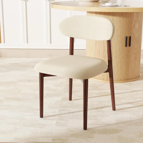 Juego de 1 silla de comedor de madera, sillas de comedor modernas con respaldo curvo, sillas de comedor de tela tapizadas para cocina y sala de