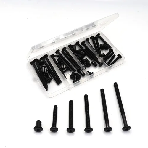 Miniatura 6 de Kit de repuesto de tornillos para cuna de bebé, 100 piezas M6x15mm/0.984 in/1.378 in/1.772 in/2.165 in/2.559 in/2.953 in/2.953 in Negro Hex Drive