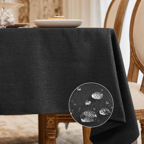 Miniatura 28 de BALCONY & FALCON Mantel rectangular lavable, resistente a las arrugas e impermeable, mantel decorativo de tela de lino para comedor, fiestas