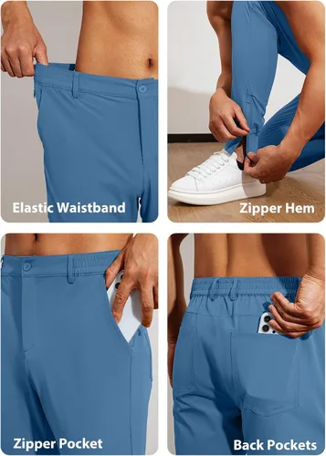 Miniatura 3 de JMIERR Pantalones de golf para hombre Pantalones deportivos elásticos casuales ajustados para senderismo, viajes, trabajo, pantalones de vestir