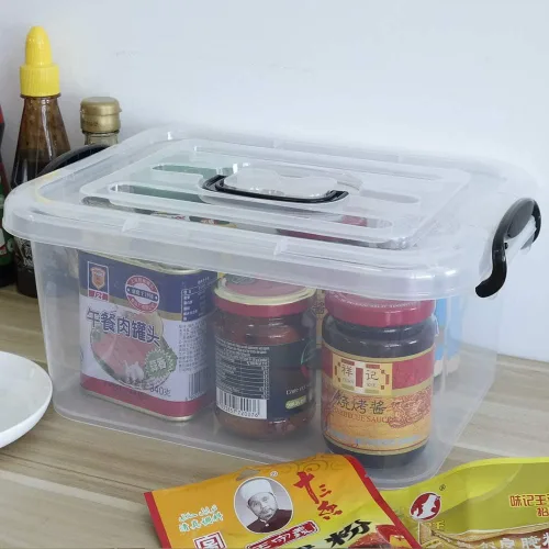 Miniatura 6 de Caja de almacenamiento de plástico de 8 litros, paquete de 2 contenedores de almacenamiento transparentes con asas