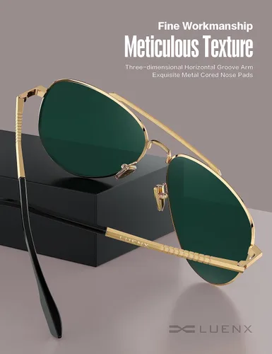 Miniatura 36 de LUENX, Aviator - Gafas de sol polarizadas, para hombres y mujeres, protección UV 400, con funda 60MM