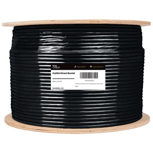 Miniatura 2 de TRUE CABLE Cable Cat6A para Enterramiento Directo, Blindado FTP, 500 pies, Impermeable, Clasificado para Exteriores CMX, Negro, 23AWG Cobre Puro