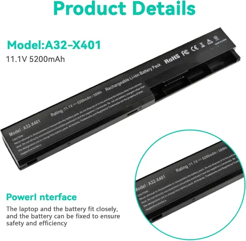 Miniatura 3 de Fancy Buying Batería para portátil compatible con Asus X501A X301 X301A X301U X401 X401A X401U X501 X501U A31-X401 A32-X401 A41-X401 A42-X401