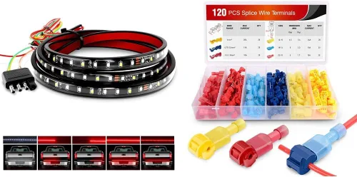 Nilight Barra de luz para portón trasero de camión de 60 pulgadas, tira de luz LED de una fila y 50004R, 120 unids/60 pares de terminales de cable