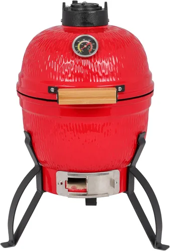 Vasitelan Parrilla de Cerámica, Parrilla Portátil de Cerámica de Carbón de 13 pulgadas, Parrilla de Carbón Kamado BBQ (Naranja)