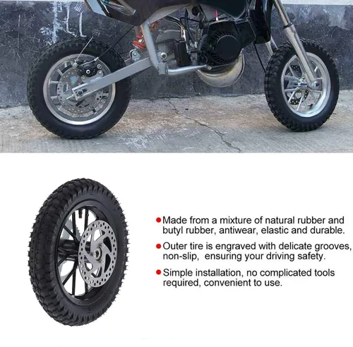 Miniatura 4 de Acouto Rueda trasera de bicicleta de bolsillo de 12.5 x 2.75 pulgadas para Coolster de 2 tiempos Mini Dirt Bike QG50 rueda trasera neumático llanta