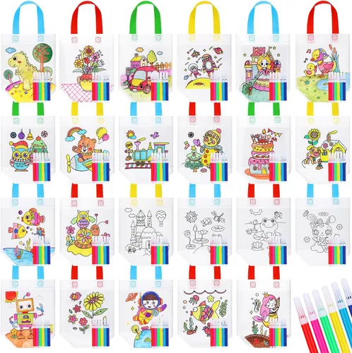 Chunful 60 piezas de lindas bolsas de regalo para colorear para la fiesta de cumpleaños de niños, bolsas de colorear reutilizables para fiestas de