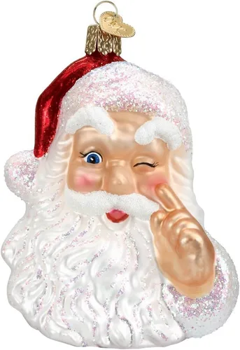 Miniatura 7 de Old World Christmas - Adorno de Santa tonto pequeño de vidrio soplado para árbol de Navidad, decoración festiva hecha a mano, colección de Santa