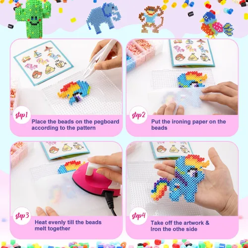 Miniatura 3 de Meland Kit de cuentas de fusible, 11,000 cuentas de 36 colores para manualidades para niñas de 5 a 12 años, juego de cuentas derretidas de 0.197 in