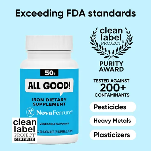 Miniatura 2 de NovaFerrum All Good Suplementos de hierro en cápsulas para adultos Anemia 50 mg de hierro 90 porciones Sin azúcar Vegano Sin gluten