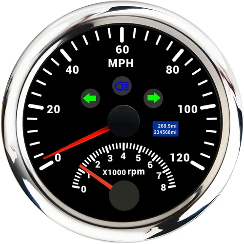 Miniatura 9 de ARTILAURA Velocímetro GPS 0-120 MPH con Tacómetro 8000 RPM 85 mm 3-3/8" Velocímetro GPS para embarcaciones con antena para automóvil marino (blanco)