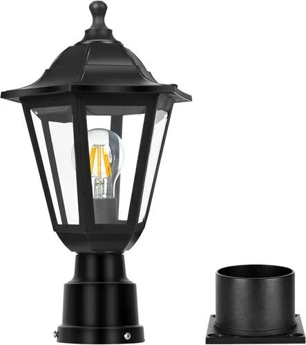 Miniatura 10 de FUDESY Luz de poste para exteriores, lámpara blanca para exteriores con base de montaje en muelle, lámpara de poste impermeable con enchufe E26