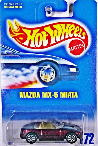 Miniatura 2 de Hot Wheels Mattel 1991 Escala 1:64 Granate Mazda MX-5 Miata coleccionista de coches fundidos #172