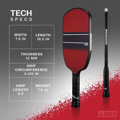 Miniatura 2 de JOOLA Agassi GRAF Champion 12mm Pickleball Paddle - Sandblasted Pickleball Racket Increases Spin & Control - Agassi Shape with Extended Sweet Spot