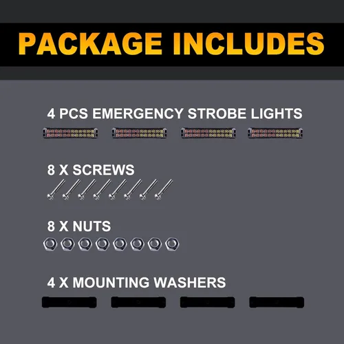 Miniatura 7 de 4 PCS Luces Estroboscópicas de Emergencia Intermitentes de Montaje en Superficie Ámbar Blanco 24-LED para Camiones Automóviles Vehículos Mini Luces