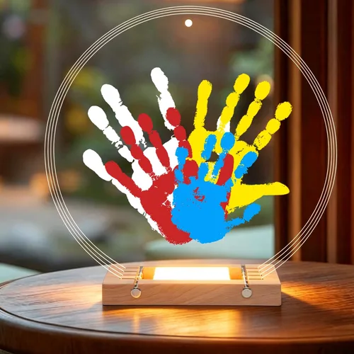 Miniatura 10 de Bixinyo Kit de huellas de manos familiares con luz, kit de mano y huella de bebé, recuerdo de manualidades, regalos familiares para mamá, padres