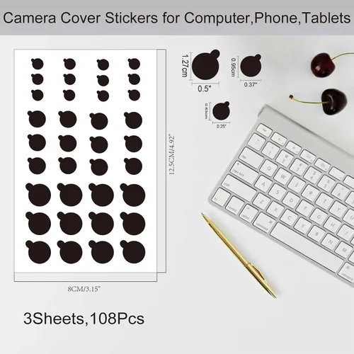 Miniatura 2 de 108 fundas para cámara de teléfono, calcomanías de vinilo negras para cámara web, fundas de cámara para computadora, teléfono celular, portátiles