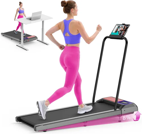 HCOIW Walking Treadmill Pad with Incline - Portable Under Desk Treadmill, Walking Mat Pad with Handle Bar, 2.5HP Low Noise, 2 in 1 Treadmills for