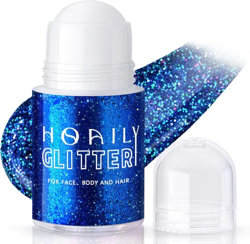 Miniatura 20 de HOSAILY Gel con Purpurina Negro Roll-on para Cara y Cabello, Pintura Facial con Purpurina Holográfica Camaleón que Cambia de Color para Halloween