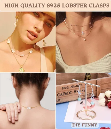 Miniatura 5 de Dailyacc S925 Abrazadera de Langosta de Doble Apertura en Plata de Ley y Oro, Extensiones de Collar y Pulsera, Cerraduras y Cierres para Joyería DIY