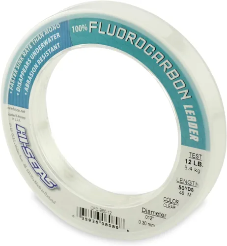 Miniatura 9 de HI-SEAS Líder de línea de pesca 100% fluorocarbono, líder invisible transparente, indetectable para peces, hundimiento rápido, 6 libras a 400 libras