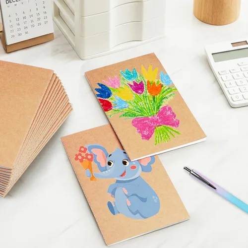Miniatura 2 de Paquete de 24 cuadernos de papel kraft A5 a granel, cuadernos de papel rayado, 8.3 x 5.5 pulgadas, 60 páginas, cuaderno de composición para viajes