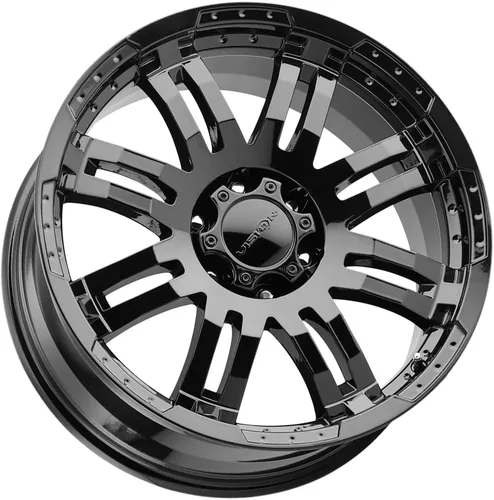 Miniatura 2 de Vision 375 WARRIOR - Rueda personalizada de 16x8, desplazamiento de 0, patrón de pernos 6x139.7, buje de 4.33 pulgadas - Llanta negra brillante