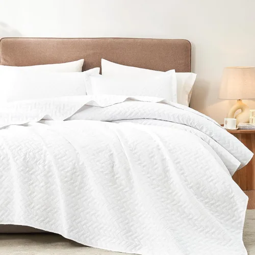 Miniatura 21 de Hansleep - Juego de edredón de tamaño King en verde oliva - Colcha de damasco ultrasónica para todas las estaciones, juego de ropa de cama suave