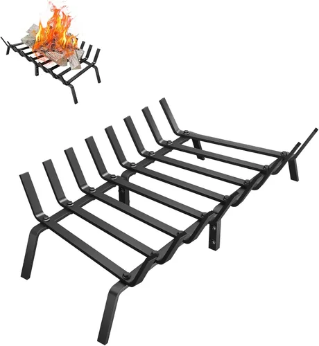 Miniatura 9 de Rejilla para chimenea, soporte sólido para leña de hierro fundido de 21 pulgadas, rejilla de fuego para accesorios interiores de chimenea