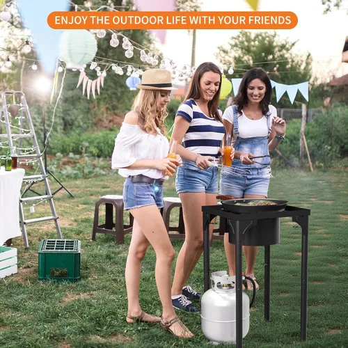 Miniatura 7 de Quemador de propano, estufa de gas individual de alta presión de 75,000 BTU con regulador ajustable de 0-20 PSI, estufa de camping con 8 patas