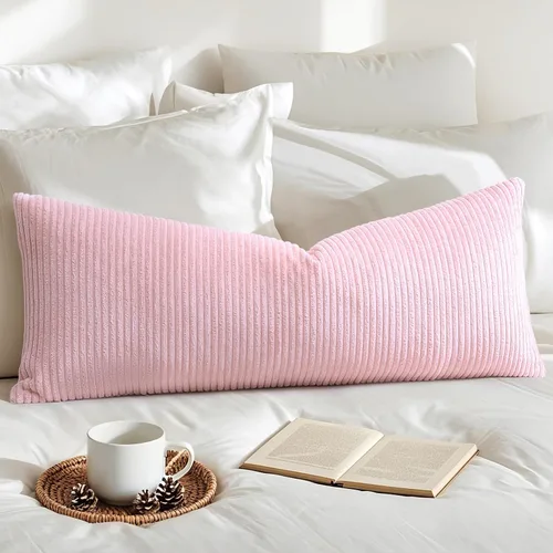 Miniatura 22 de Artscope Fundas de Almohada de Pana a Rayas Acogedoras Súper Suaves Decorativas Oblongas Fundas de Almohada Decorativa Funda de Cojín para Sofá