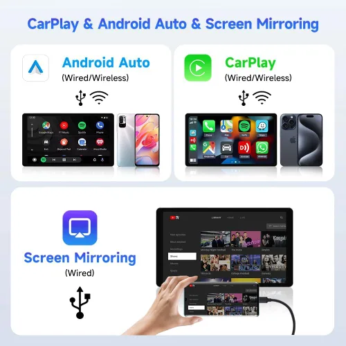 Miniatura 6 de CarlinKit Adaptador inalámbrico de coche CarPlay para radio de coche Android, Android Auto inalámbrico y Apple CarPlay 2 en 1, bajo consumo